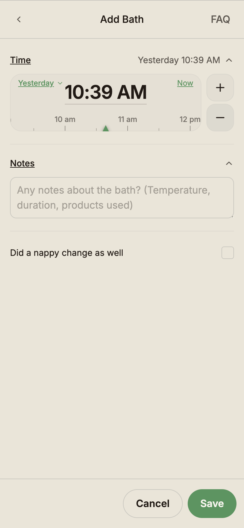 The time slider after scrolling back past midnight, with a date pill labelling the day as 'Yesterday'.